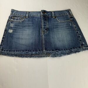 Vintage Hollister Micro Mini Denim Low Rise Skirt Y2K Size 9 Light Wash